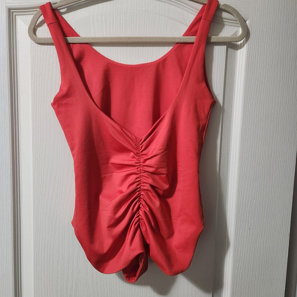 Women’s Red Scoop Back One-Piece Swimsuit - Picture 7 of 8